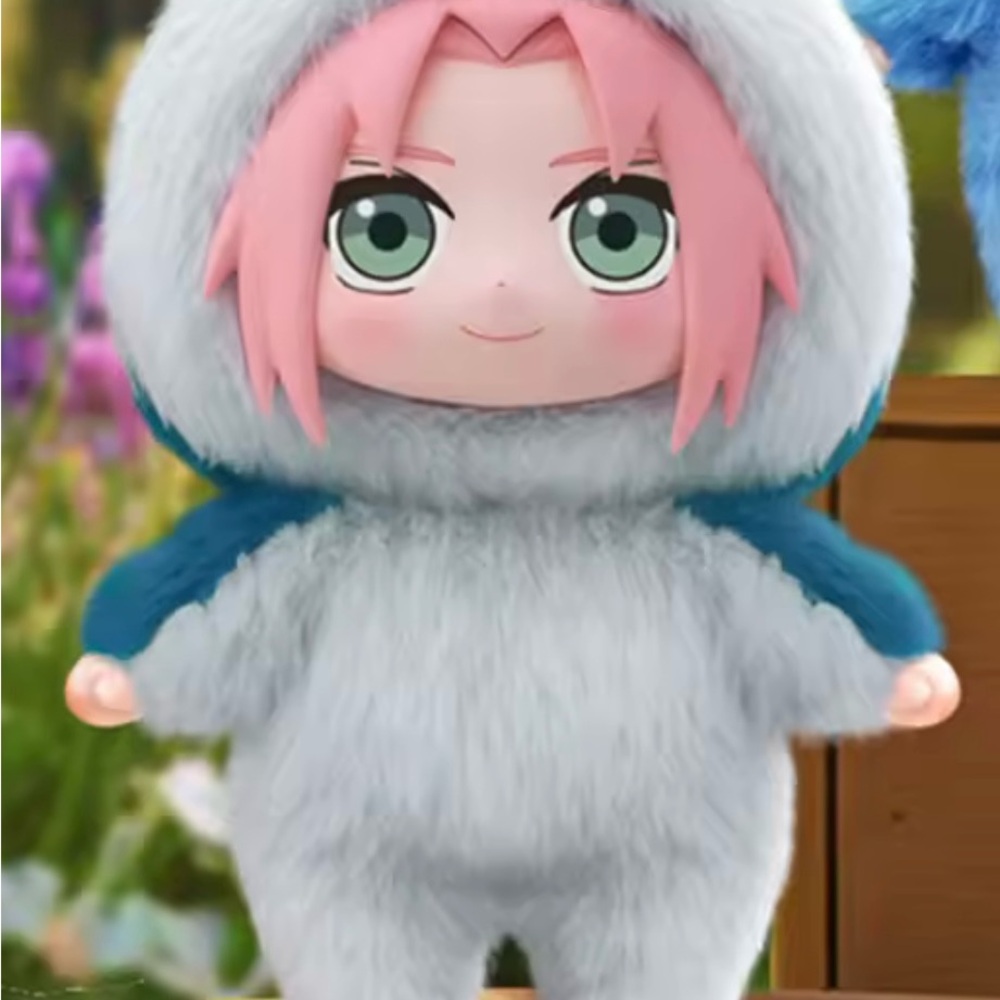Cute Plush Doll with Pink Hair